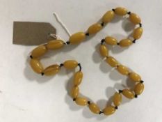 A graduated amber necklace