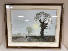 A large framed Coulson print - huntsman with dog and five other framed pictures