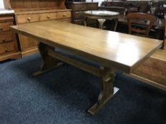 An oak refectory dining table