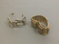 Two heavy gauge silver bangles (2)