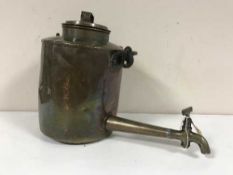 An antique copper water urn with metal hanging bracket
