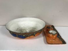 A Crown Ducal lustre water basin,