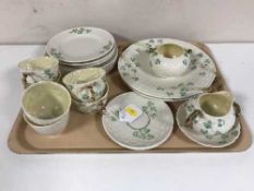A tray of twenty two piece Belleek tea service