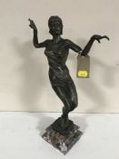 An Art Deco style figure after Lorenzl on a square marble base