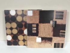 A contemporary oil on canvas and two pieces of wall art