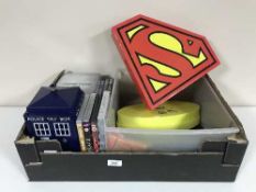 A box of assorted DVDs - Bat Man & Superman box,