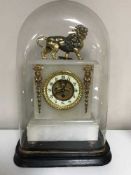An alabaster and gilt metal mounted mantel clock,