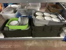 A quantity of gilded and white commercial dinner ware