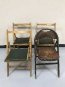 Four 20th century folding chairs