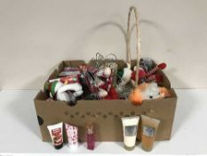 Four boxes of assorted lady's handbags inc.