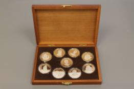 Queens of the British Isles, a collection of 9 sterling silver medals,