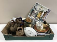 Two boxes containing assorted tea china, dinner ware, glass ware,