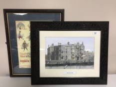 A colour print - North Shore in a carved frame,