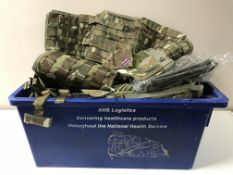 A box of military DP clothing and accessories
