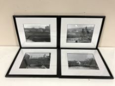 A box containing nine framed black and white photographs depicting The Ouseburn