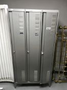 A triple door metal locker