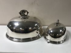 Three silver plated food covers