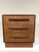 A teak G-Plan three-drawer chest