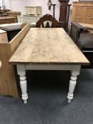 A reclaimed pine farmhouse kitchen table