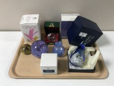 A small collection of paperweights including Swarovski, Wedgwood, Caithness etc.