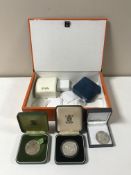 A collection of eighteen silver coins including Gibraltar 25 pence,