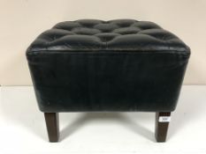 A blue button leather Chesterfield stool