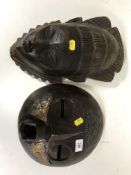 Two carved hardwood masks