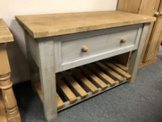 A painted pine table fitted a drawer