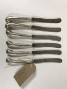 A set of six sterling silver handled butter knives