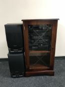 Aiwa hi/fi and speaker with remote in cabinet