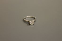 A fine 18ct white gold diamond solitaire ring, approximately 1.7ct, size M/N.