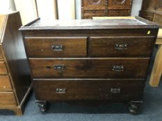 A late Victorian pine four drawer press base
