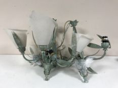 A brass and onyx lamp and shade,
