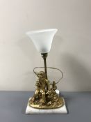 A gilt cherub table lamp