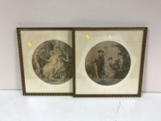 A pair of gilt framed colour prints, classical studies,