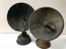 Two vintage French copper heat lamps