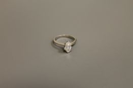 A platinum Marquis diamond ring,