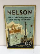 A Nelson's Tipped Cigarette advertising sign on cardboard