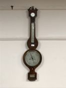A Victorian inlaid mahogany banjo barometer