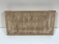 A pine butcher's block CONDITION REPORT: This is modern. 66cm by 35cm by 9cm.