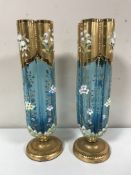 A pair of Victorian enamel Vienna vases