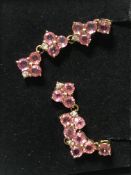 A pair of 9ct gold pink sapphire and diamond earrings