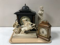 An antique Grant & Sons slate mantel clock,