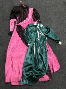 A part rail of lady's Edwardian and Victorian style costumes inc.