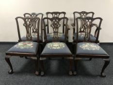 A Victorian oval wind out table with two leaves and handle plus six Victorian dining chairs
