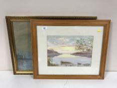 A pine framed watercolour 