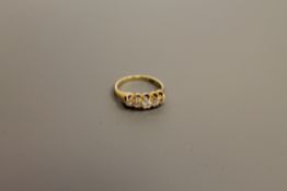Antique 18ct five stone old cut diamond ring, approximately .8ct 3.