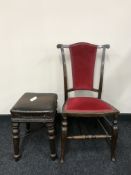 A bedroom chair and an oak & leather stool