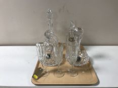A tray of four lead crystal decanters,