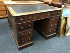 A Victorian twin pedestal desk with inset leather panel CONDITION REPORT: 106cm